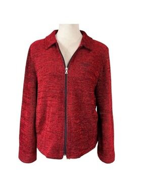 Glensport Authentic Travel Wear Red Chenille Full Zip Jacket Size 12P